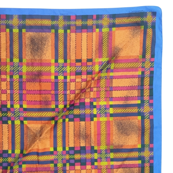 Vintage Totes Scarf Orange Blue Multicolor Patterned Square - Picture 3 of 5
